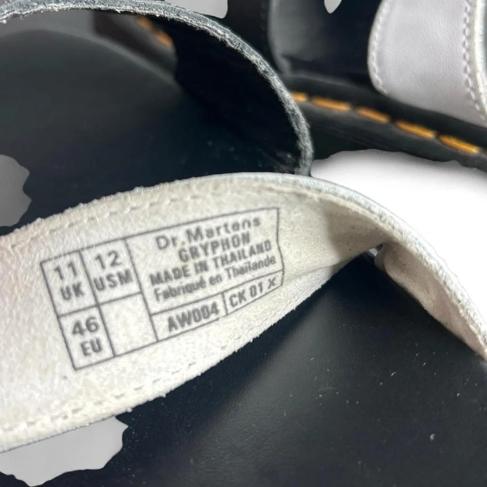 Dr. Martens Men’s Gryphon Black and White Leather Strap Sandals size 12